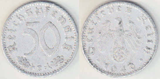 1940 E Germany 50 Pfennig A001052.